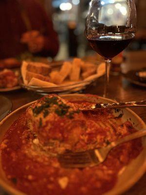 Eggplant Parm that I couldn't resist and took a picture after I started eating on it!