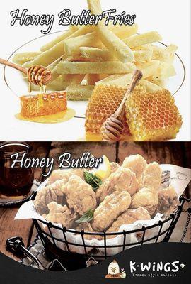 Honey butter fries and honey butter Korean fried chicken