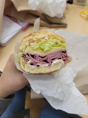 Hot pastrami sandwich