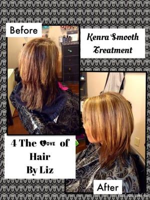 Kenra Smooth. Treatment to reduce 99% frizz and maintain shine and strength of the hair.