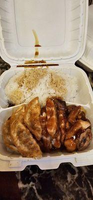 Teriyaki chicken with gyoza and soda special $14.99