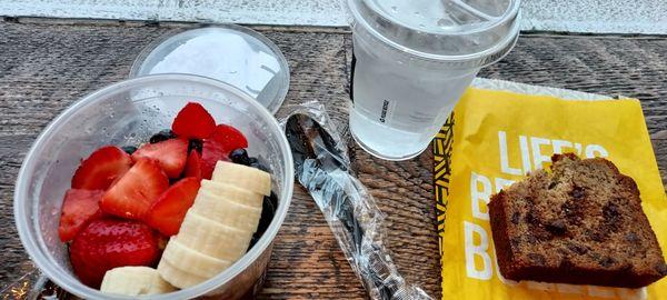 Acai islander bowl and chocolate-chip banana bread