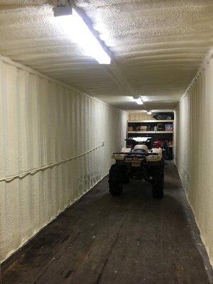 AirTight spray foam insulation inside a climate controlled storage container.