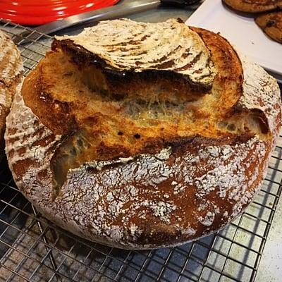 The end result of the sourdough bread baking class.  It tasted even better than it looked.