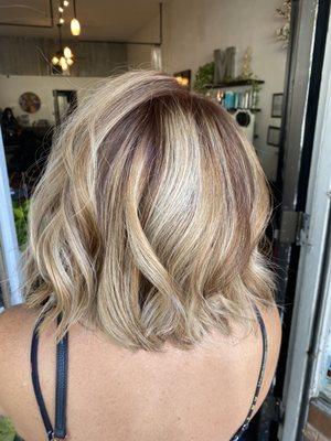 Copper & blonde balayage by Amy