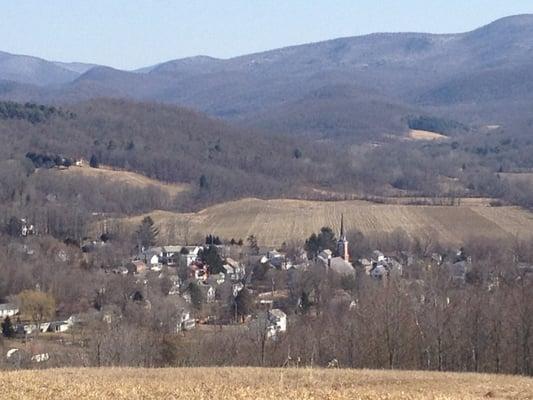 View of Salem from atop the hill where more artwork can be found