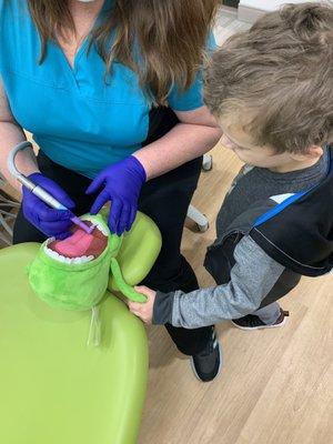 Slimer getting his teeth cleaned!