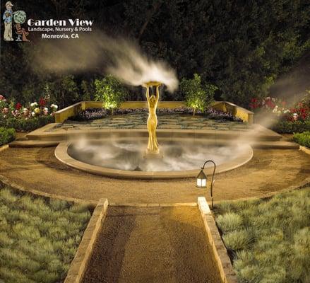 Statuary fountain and pond in La Canada Flintridge