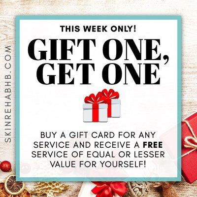 Holiday Special of the week! Amazing deal! Buy a gift certificate & receive a service for yourself for FREE! Happy Holidays!