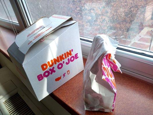 Coffee and 45 munchkins. Presentation is everything.