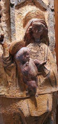 Circa 1958, terra cotta Madonna and Child