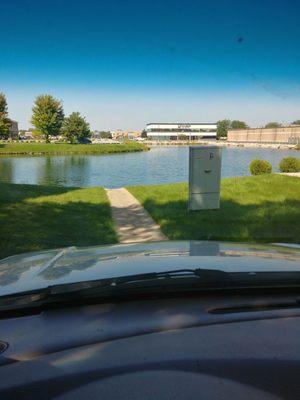 Great view of pond while you eat.