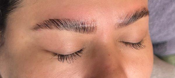 Brow lamination with tint