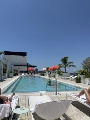 Relaxing rooftop pool & bar. Today, they had a DJ