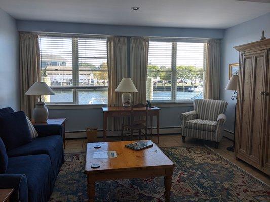 Living Room looking out onto the river.