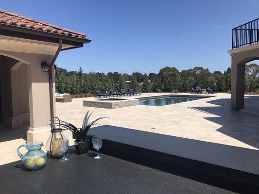 Clean backyard Kitchen, Pool Deck, Stucco