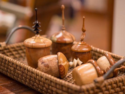 Hand-turned acorn containers