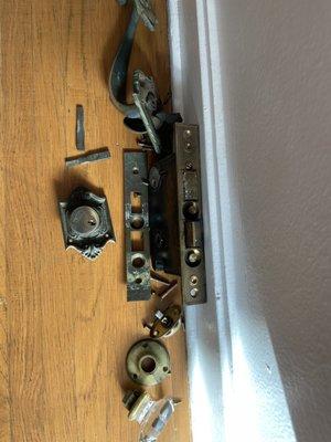 Old mortise lock and handle set