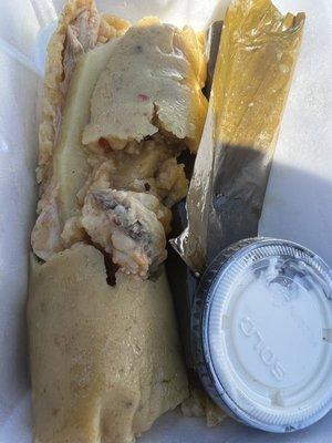 Stop looking at it like that! It's what I call Ugly Delicious Food. Tony's Chicken Tamale. Get Some! 5-17-2023