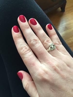 "Red Baroness" shellac manicure by Jackie