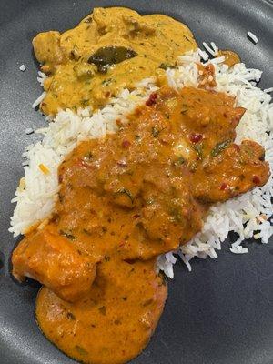 Chicken Goa and Chicken Tikka Mughlai (take out)