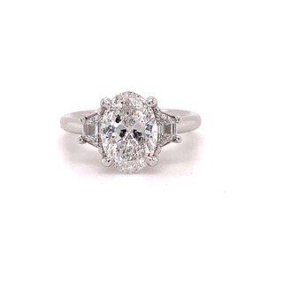 platinum natural oval diamond engagement ring