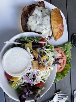 Mushroom burger and delicious side salad