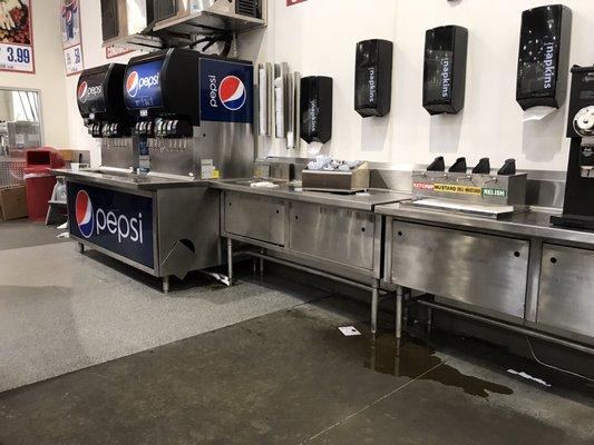 The common scene at Potomac Mills Costco Food Court! Sticky Soda Floors, Spilt Soda, Messy & Wet Counters