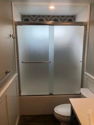 Semi Frameless Twin Roll Shower with Frosted Glass