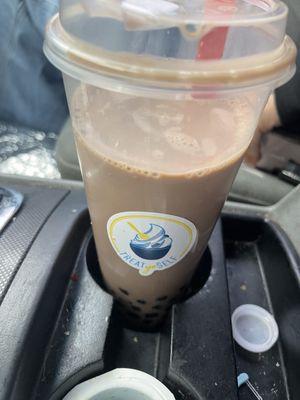 Chocolate milk with boba