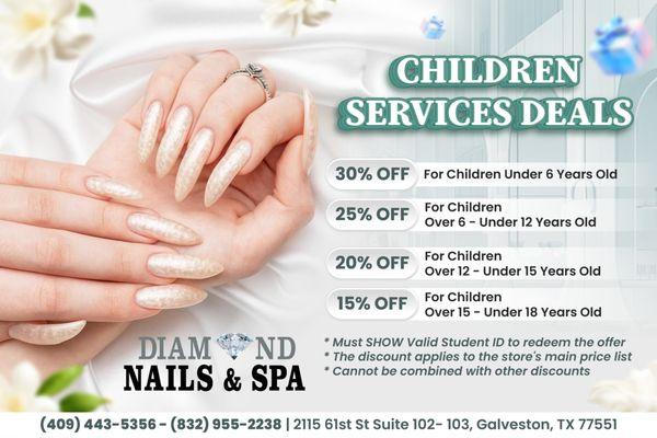 ! 

 Treat your little ones to some pampering and enjoy exclusive deals at Diamond Na