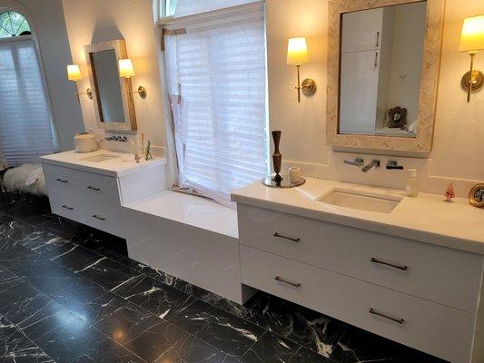 White gloss floating vanities