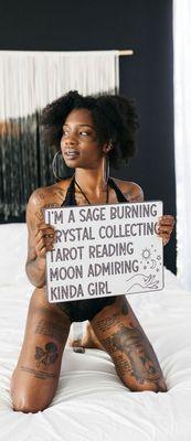 No caption needed!!! I'M A SAFE BURNING,  CRYSTAL COLLECTING, TAROT READING, MOON ADMIRING KINDA GIRL!!!