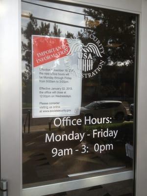 Hours: M-F 9am-3pm. Now closes at noon on Wednesdays.