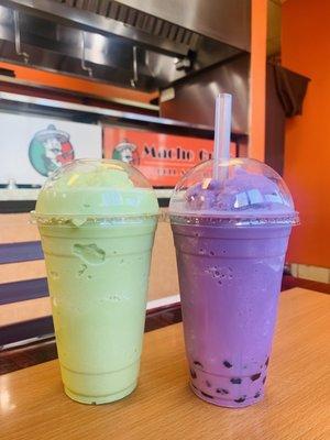 Avocado & taro with boba smoothies