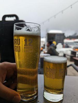 12 oz kölsch and 5 oz pilsner