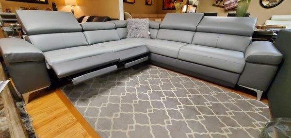 Custom Made in Belgium - Leather Reclining Sectional