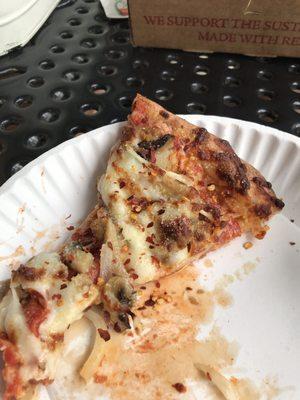 Slice of medium pizza.