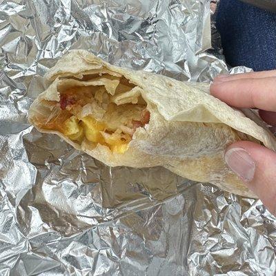 Bacon breakfast burrito