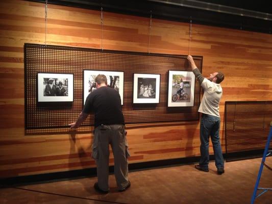 Installing the Living Legacy exhibit at Mill City Museum