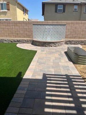 Paver and waterfall