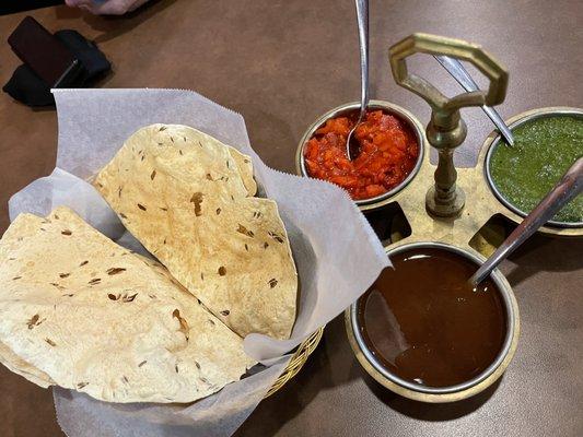 Papad and chutney assortment