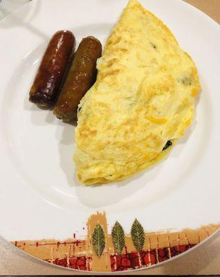 Omelet bar creation- spinach, mushrooms, onions