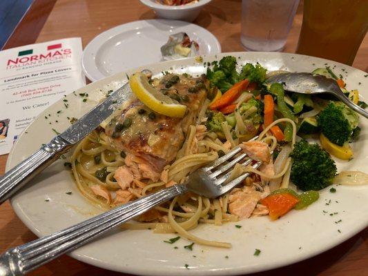 The Salmon Piccata with Linguini