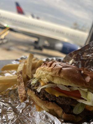 Cheese burger &  fries