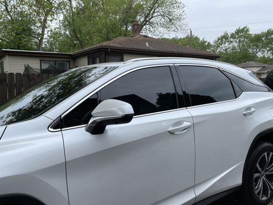 Tinted windows and windshield.