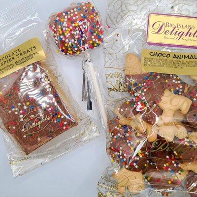 Chocolate Krispies Treats, Marshmallow Lollipop, Chocolate Animals