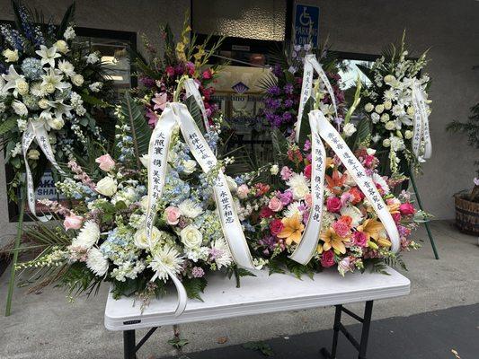 Funeral setup flowers