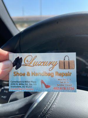 Information for luxury shoe and handbag repair