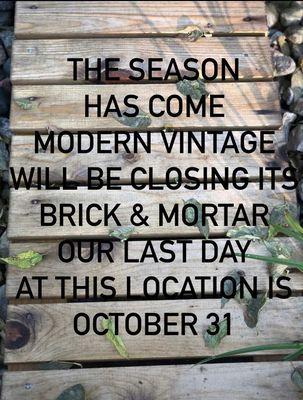 Thanks everyone for your support over the years!! we will miss you! shop online modernvintagenebraska.com